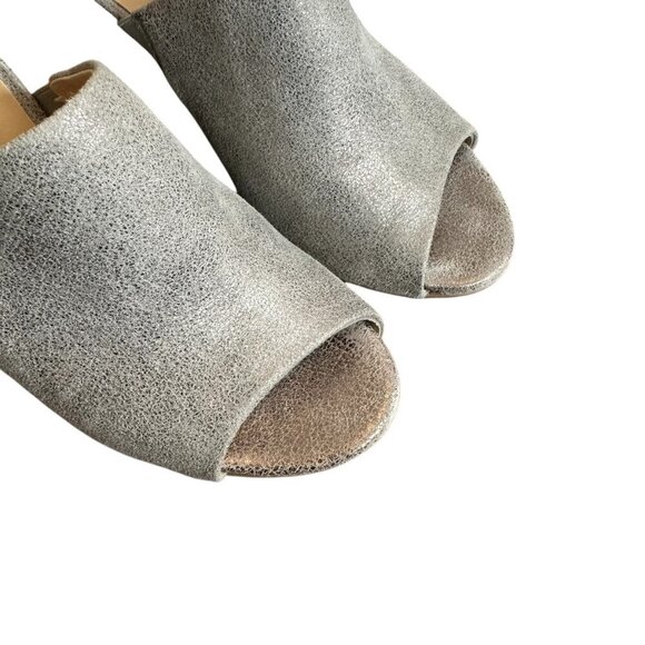 Paul Green Slide Block Heel Sandals Open Toe Textured Leather Size 4.5 EU/7 US - Picture 9 of 11